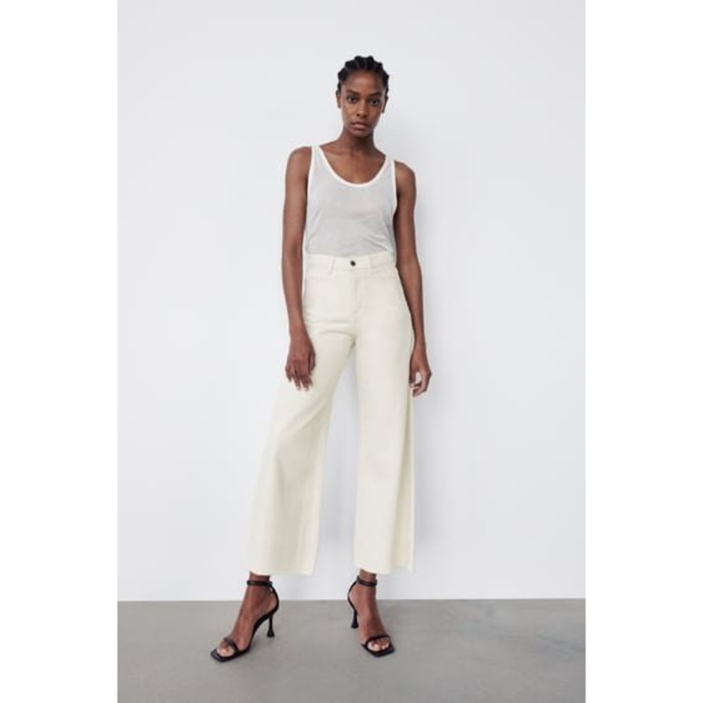Zara HW Culotte Pants off white size 4 NWT